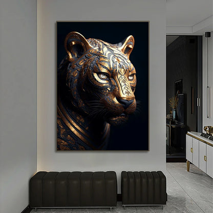 Black Gold Animals Canvas Painting